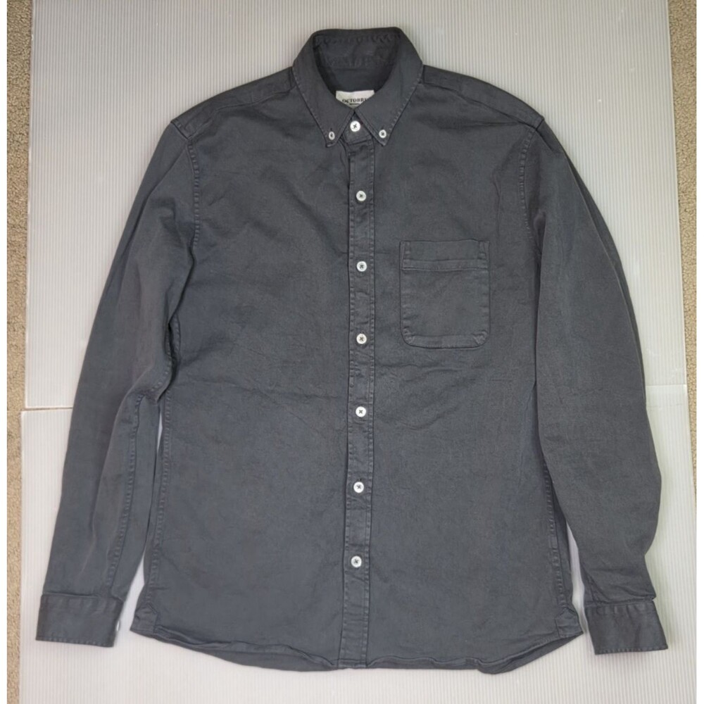 Men's Octobre Editions Long Sleeve Button Down Size Small Grey Made in Portugal